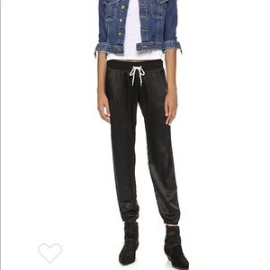 Monrow Satin Rayon Sweatpants Black XS
